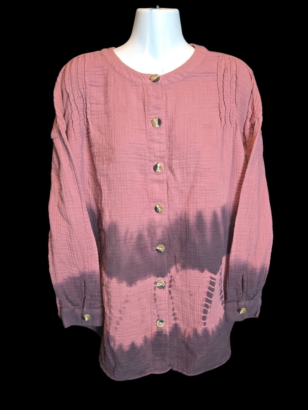 Pure Jill 100% Cotton Women's Button-Down Shirt in Dusty Mauve